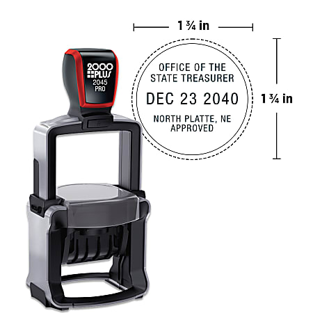 Custom 2000 Plus® PrintPro™ R20456D Self-Inking Heavy Duty Dater/Date Stamp, 1 Color, 1-3/4" Round/Circle