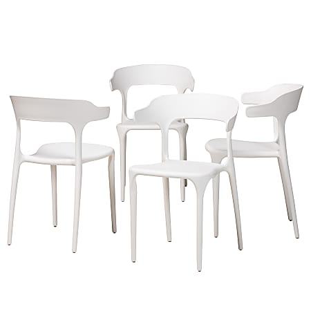 Baxton Studio Gould Dining Chairs, White, Set Of 4 Chairs