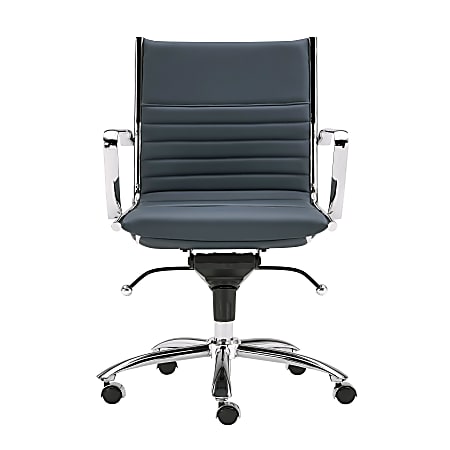 Eurostyle Dirk Faux Leather Low-Back Commercial Office Chair, Chrome/Blue