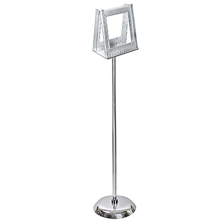 Azar Displays 2-Pocket Acrylic Literature Holder Floor Stand, 46"H x 10"W x 10"D, Clear