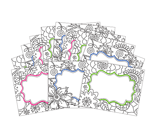 Barker Creek Name Tags, 2 ¾” x 3 ½", Color Me In My Garden, 45 Name Tags Per Pack, Case Of 2 Packs