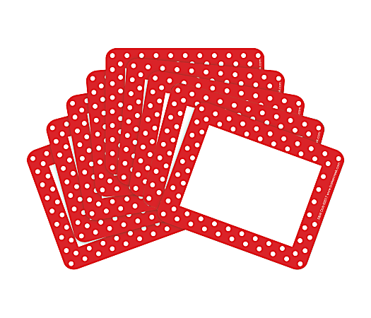 Barker Creek Name Tags, 3 3/4" x 2 1/2", Red And White Dots, 45 Name Tags Per Pack, Case Of 2 Packs