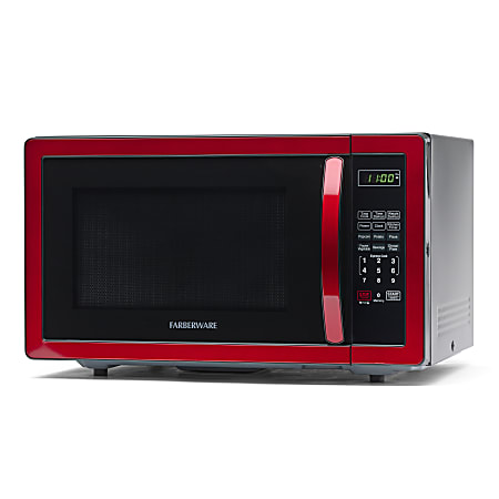 Farberware Classic 1.1 Cu Ft Countertop Microwave, Metallic Red