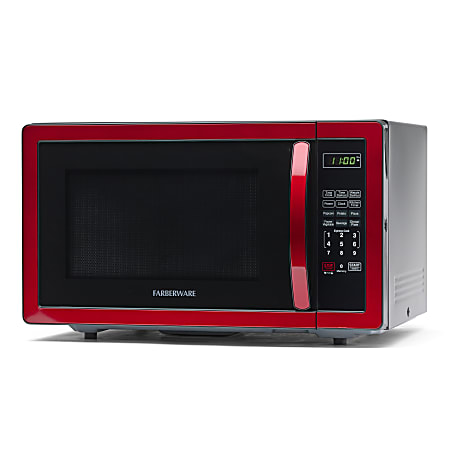 Farberware Classic 1.1 Cu Ft Countertop Microwave, Metallic Red