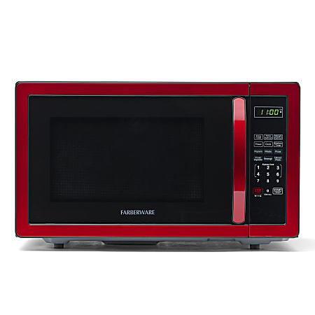 Farberware Classic 1.1 Cu Ft Countertop Microwave Metallic Red Office Depot