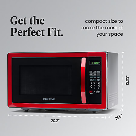 Farberware Classic 1.1 Cu Ft Countertop Microwave Metallic Red Office Depot