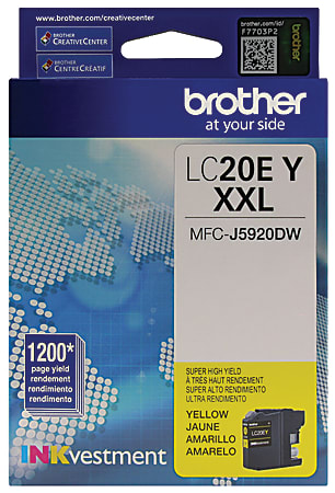 Brother® LC20 Yellow Extra-High-Yield Ink Cartridge, LC20EY