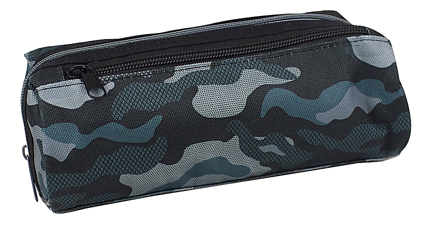 Office Depot Brand 2 Zipper Pencil Pouch 3 12 x 8 14 BlackBlue Camo -  Office Depot