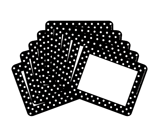 Barker Creek Name Tags, 3 3/4" x 2 1/2", Black And White Dots, 45 Name Tags Per Pack, Case Of 2 Packs