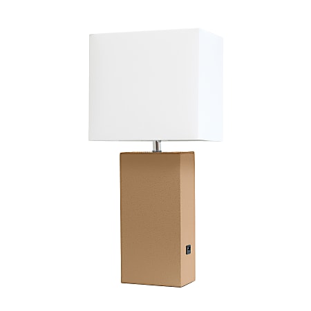 Lalia Home Lexington Table Lamp With USB Charging Port, 21"H, White/Beige