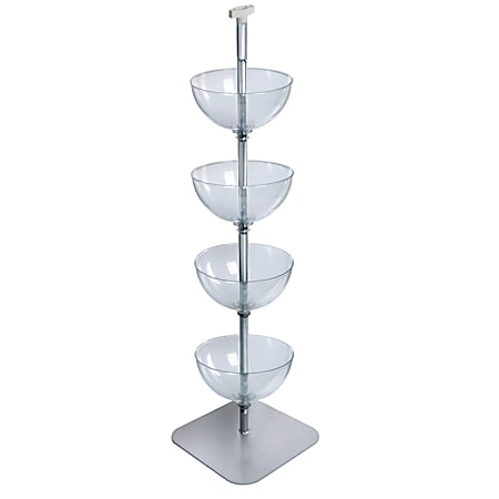 Azar Displays Tiered Bowl Floor Display With Flat Base, 4 Tiers, 14"D, Clear
