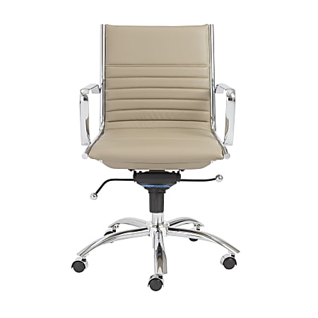 Eurostyle Dirk Faux Leather Low-Back Commercial Office Chair, Chrome/Taupe