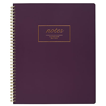 Cambridge® Fashion Twin-Wire Business Notebook, 9" x 11", College Ruled, 80 Sheets, 30% Recycled, Purple (49567)