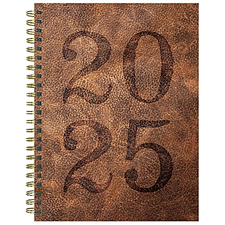 2025 TF Publishing Weekly/Monthly Planner, 6-1/2” x 8”, Aged Leather, January To December