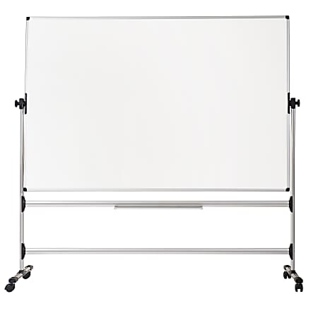 MasterVision® Earth Easy Clean Revolving Mobile Easel, 47 1/4" x 70 13/16", Silver