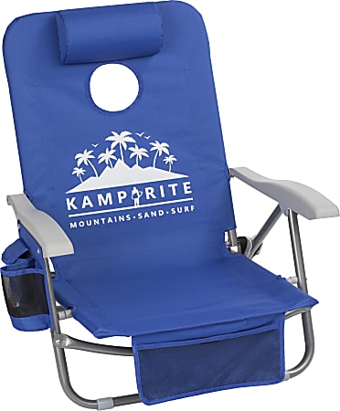 Kamp Rite SAC IT UP Beach Chair With Cornhole Game Blue - Office Depot