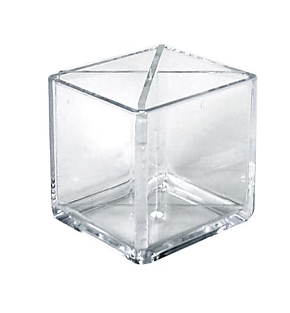 Azar Displays Deluxe Square Bins, Small Size, Clear, Pack Of 4