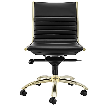 Eurostyle Dirk Armless Faux Leather Low-Back Commercial Office Chair, Matte Gold/Black