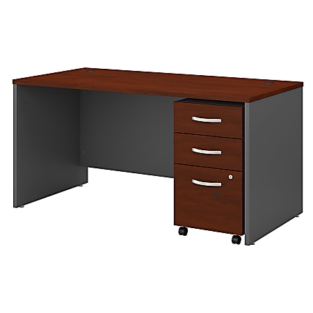 Bush Business Furniture Components 60"W Office Desk With 3-Drawer Mobile File Cabinet, Hansen Cherry/Graphite Gray, Standard Delivery