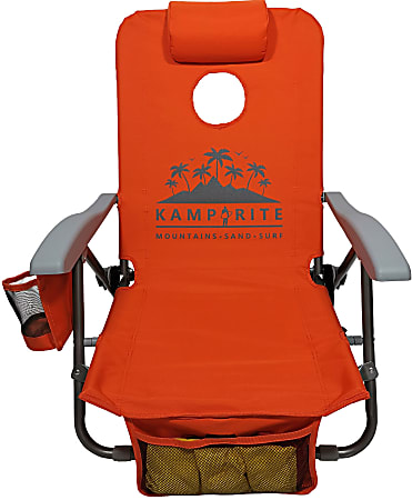 Kamp-Rite SAC-IT-UP Beach Chair With Cornhole Game, Orange
