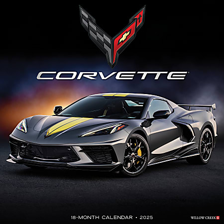 2025 Willow Creek Press Monthly Wall Calendar With Foil Cover, 12" x 12", Corvette, January To December 2025