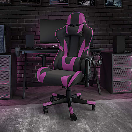 Flash Furniture X20 Ergonomic LeatherSoft High-Back Racing Gaming Chair, Purple