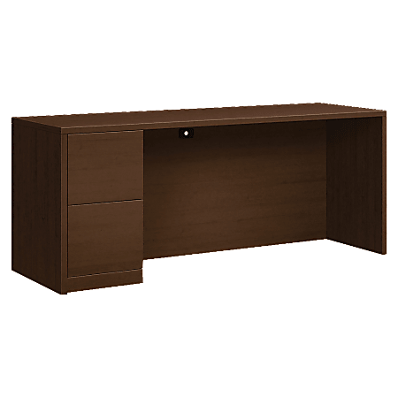 HON® 10500 Series Left Pedestal Credenza With 2 File Drawers, 72" x 24", Mocha