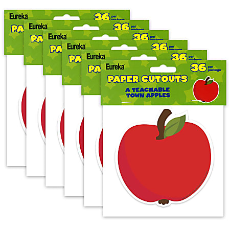 Eureka Paper Cut-Outs, A Teachable Town Apples, 36 Cut-Outs Per Pack, Set Of 6 Packs
