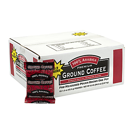 McCullagh Coffee Single-Serve Coffee Packets, Premium Roast, 100% Arabica, Carton Of 63