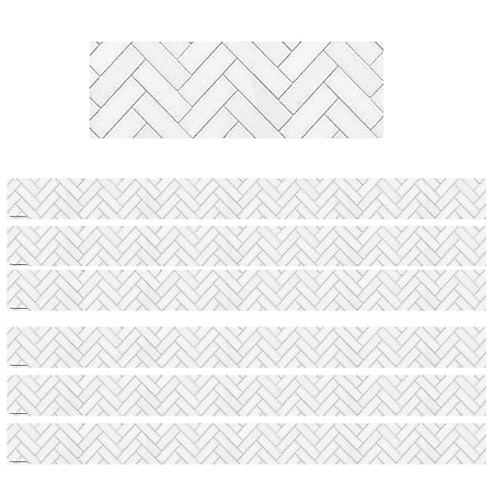Teacher Created Resources Border Trim, Modern Farmhouse White Herringbone, 35’, Set Of 6 Packs