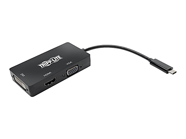 Tripp Lite USB-C Multiport Adapter - HDMI/DVI/VGA, Thunderbolt 3, Ultra HD 4K @ 30 Hz, Black USB Type C - External video adapter - USB-C 3.1 - HDMI, VGA - black