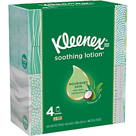 Kleenex® Soothing Lotion Facial Tissues, 3-Ply, White, Pack Of 65 Tissues