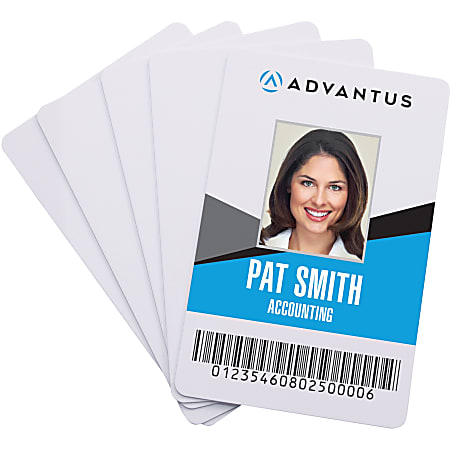 Advantus Blank PVC ID Cards - Printable - 2.13" x 3.38" Length - 100 - White - Polyvinyl Chloride (PVC)