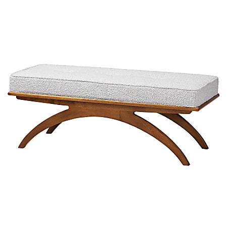 Baxton Studio Orella Japandi Bench, 18-5/16”H x 47-1/4”W x 17-3/4”D, Light Gray/Walnut Brown