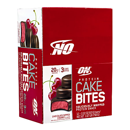 Optimum Nutrition Protein Cake Bites, Chocolate-Dipped Cherry, 2.2-Oz Packs, Box Of 12 Packs