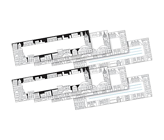 Barker Creek Double-Sided Name Plates, 12" x 3 1/2", Color Me Cityscape, Pack Of 72 Name Plates