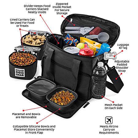 Mobile Dog Gear Week Away Bag For Small Dogs 11 H x 6 W x 12 D Black Office Depot