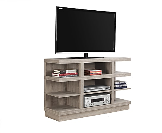 Monarch Specialties TV Stand, Open Concept, For Flat-Panel TVs Up To 48", Dark Taupe