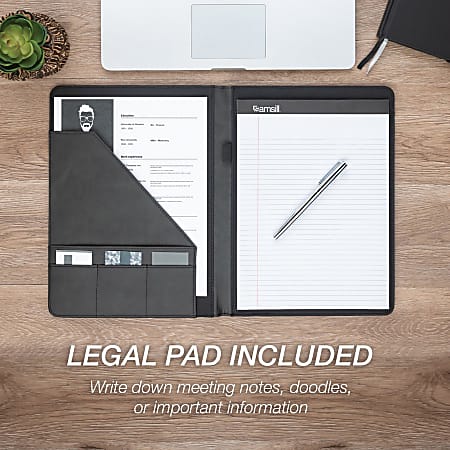 Samsill 71650 Pad Folio - Black, Gray - 1 Each