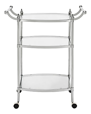 Powell® Home Fashions Mathias Bar Cart, Chrome/Clear