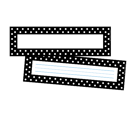 Barker Creek Double-Sided Name Plates, 12" x 3 1/2", Black/White Dot, Pack Of 72 Name Plates