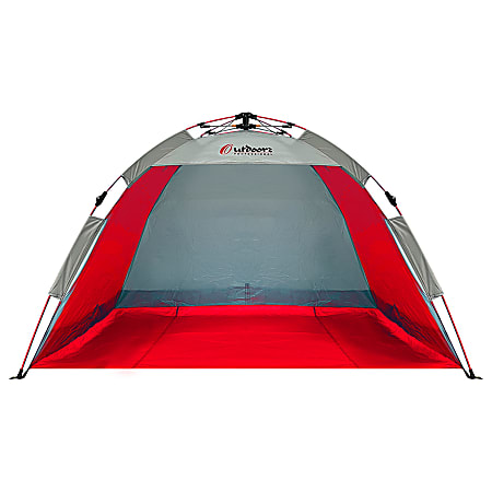 Outdoors Professional Beach Summer Automatic Pop-Up Sun Shelter, 43”H x 75”W x 39”D, Red