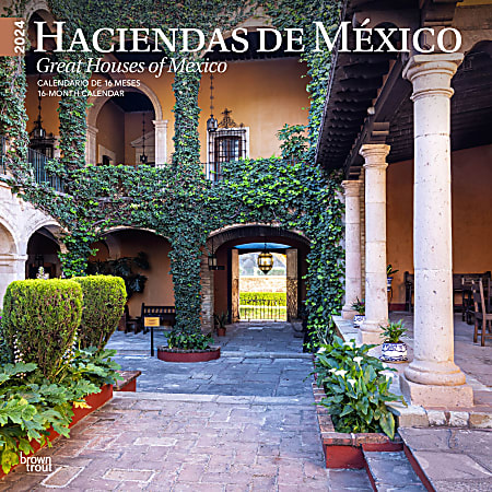 2024 Brown Trout Monthly Square Wall Calendar, 12" x 12", Haciendas de Mexico Great Houses of Mexico, January To December