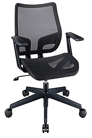Realspace® Lundey Mesh Mid-Back Chair, Black