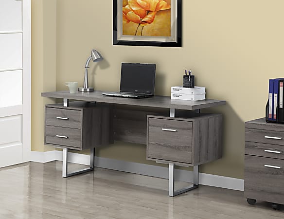 Monarch Specialties Retro-Style Computer Desk, Dark Taupe