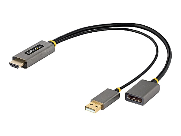 StarTech.com 1ft (30cm) HDMI to DisplayPort Adapter, 4K 60Hz HDR HDMI Source to DP Monitor, USB Bus Powered, HDMI 2.0 to DisplayPort 1.2