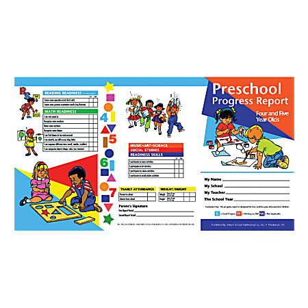 Hayes Preschool Progress Report Cards, Age 4-5, 10 Report Cards Per Pack, Set Of 6 Packs