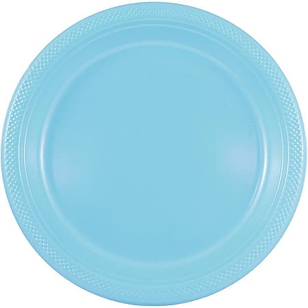 JAM PAPER Round Plastic Party Plates, Medium, 9 inch, Sea Blue, 20/Pack 