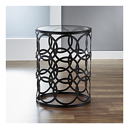 FirsTime & Co.® Interlocking Circles Side Table, Round, Clear/Oil-Rubbed Bronze