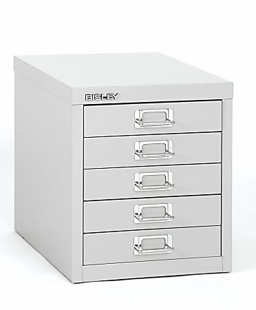 Bisley 15"D Vertical 5-Drawer Storage Cabinet, Metal, Light Gray
